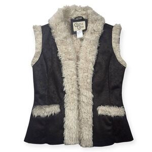 Cripple Creek Faux Leather‎ Vest Sherpa Lined Vintage Women's Medium